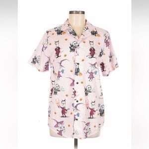 Disney Nightmare Before Christmas Cakeworthy Button-Up Shirt Pink M